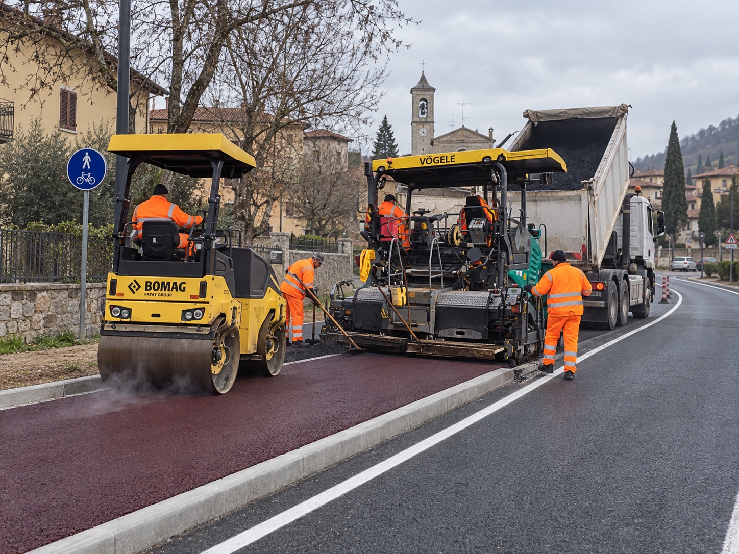 Pavimentazione in asfalto per strada urbana