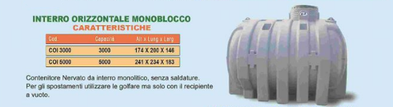 CONTENITORE DA INTERRO IN POLIETILENE ECOPOL ORIZZONTALE MONOBLOCCO