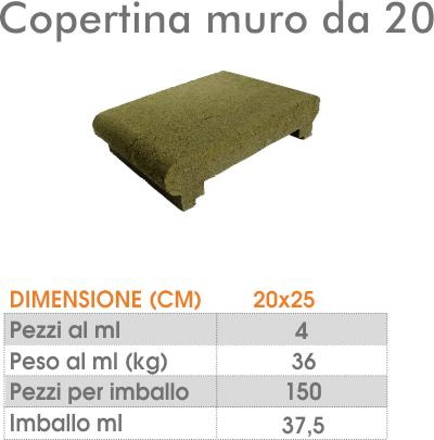 COPERTINA MURO DA 20 Adrano Calcestruzzi COPERTINA MURO DA 20