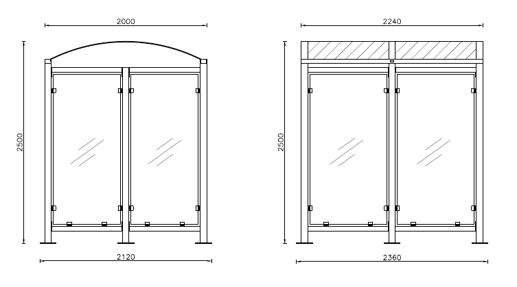 Pensilina Smoking space con parete frontale