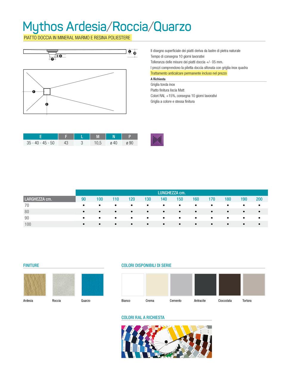 PIATTO DOCCIA Mythos Thermodesign ARDESIA-ROCCIA-QUARZO