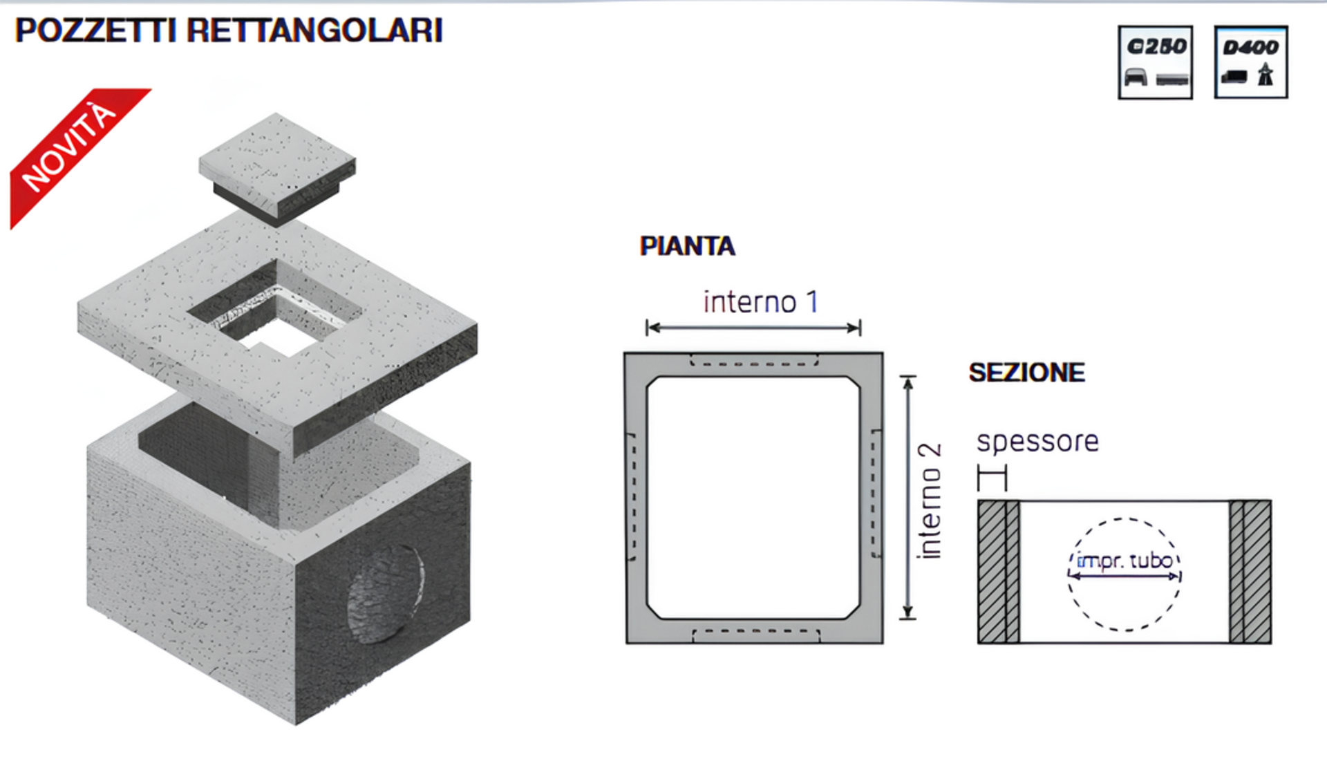 Pozzetti e prolunghe rinforzate in CLS Vibrato Armato