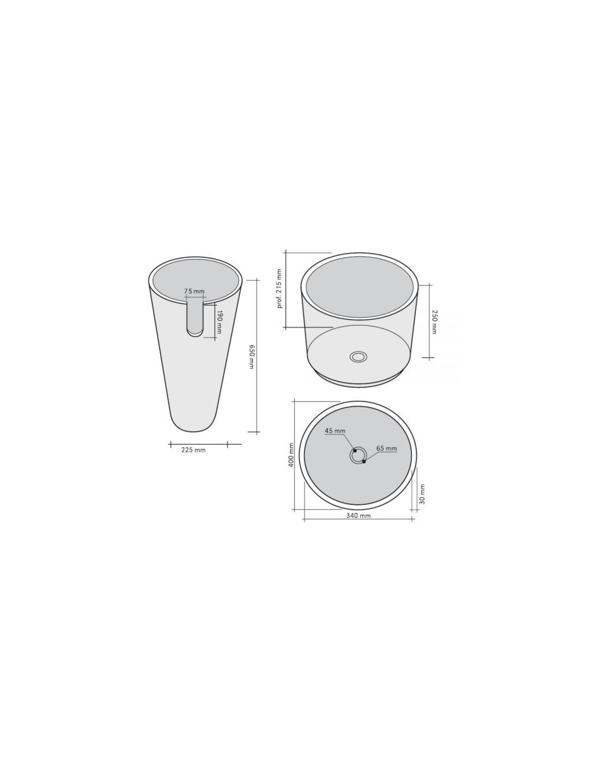 Lavabo Conico Beige in marmo lavorato Imso Ceramiche ISLACONBE