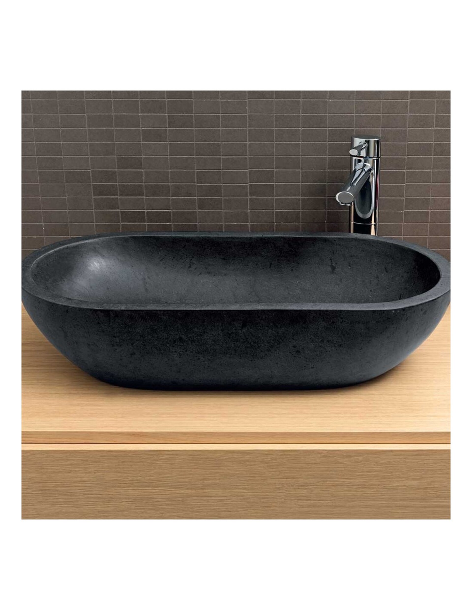 Lavabo Ovale Basalto Nero Imso Ceramiche ISLAOVBNE