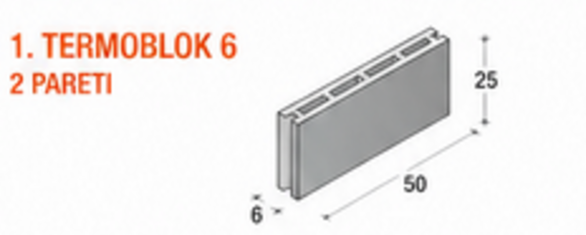 TERMOBLOK 6 Paviblok in calcestruzzo alleggerito per tramezzi, divisori e murature leggere ad isolamento termico.