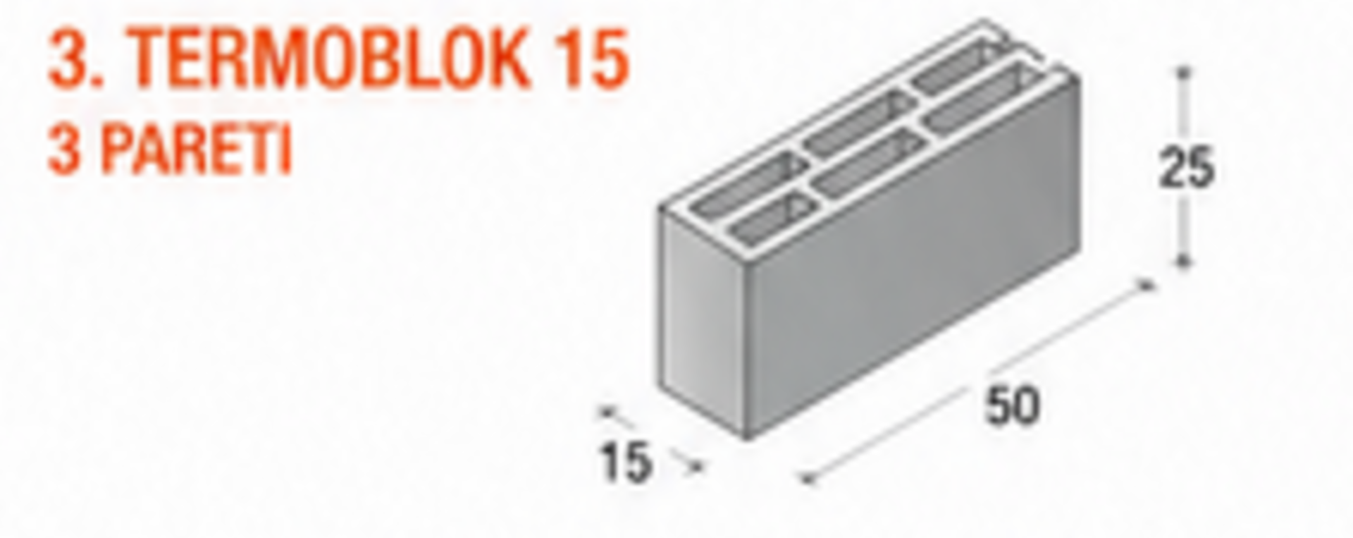 TERMOBLOK 15 Paviblok in CLS alleggerito a 3 pareti per murature termiche, leggere e resistenti.