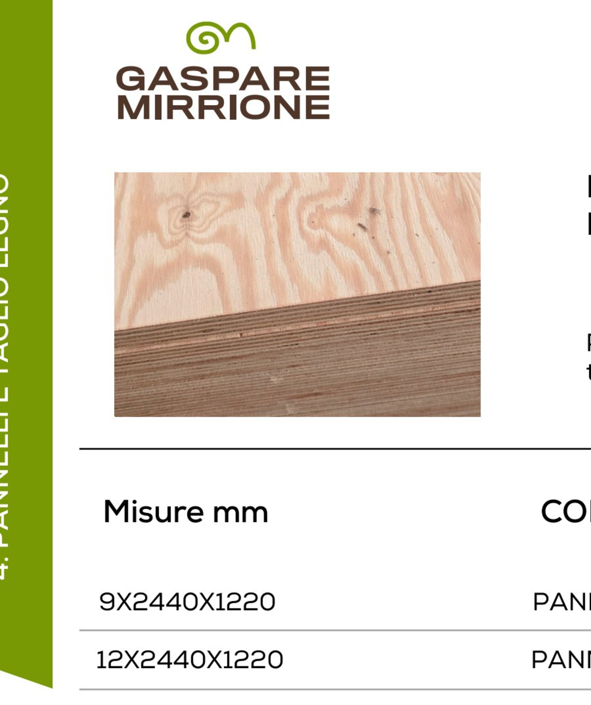 Pannello multistrato fenolico in pino russo 15x2440x1220 mm Gaspare Mirrione Multistrato fenolico pino russo