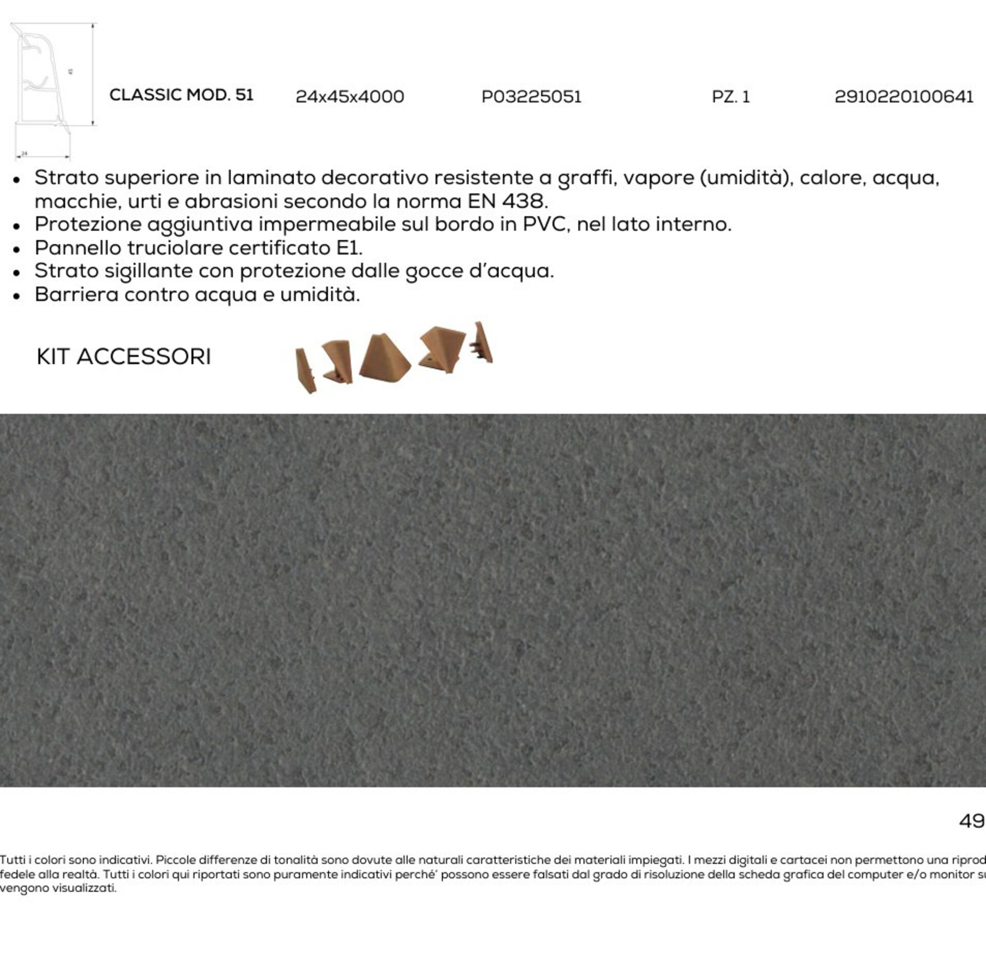 Top cucina idrofugo Luserna Nero 38x600x4100 mm Gaspare Mirrione Top idrofugo Luserna Nero F 050 PS 54