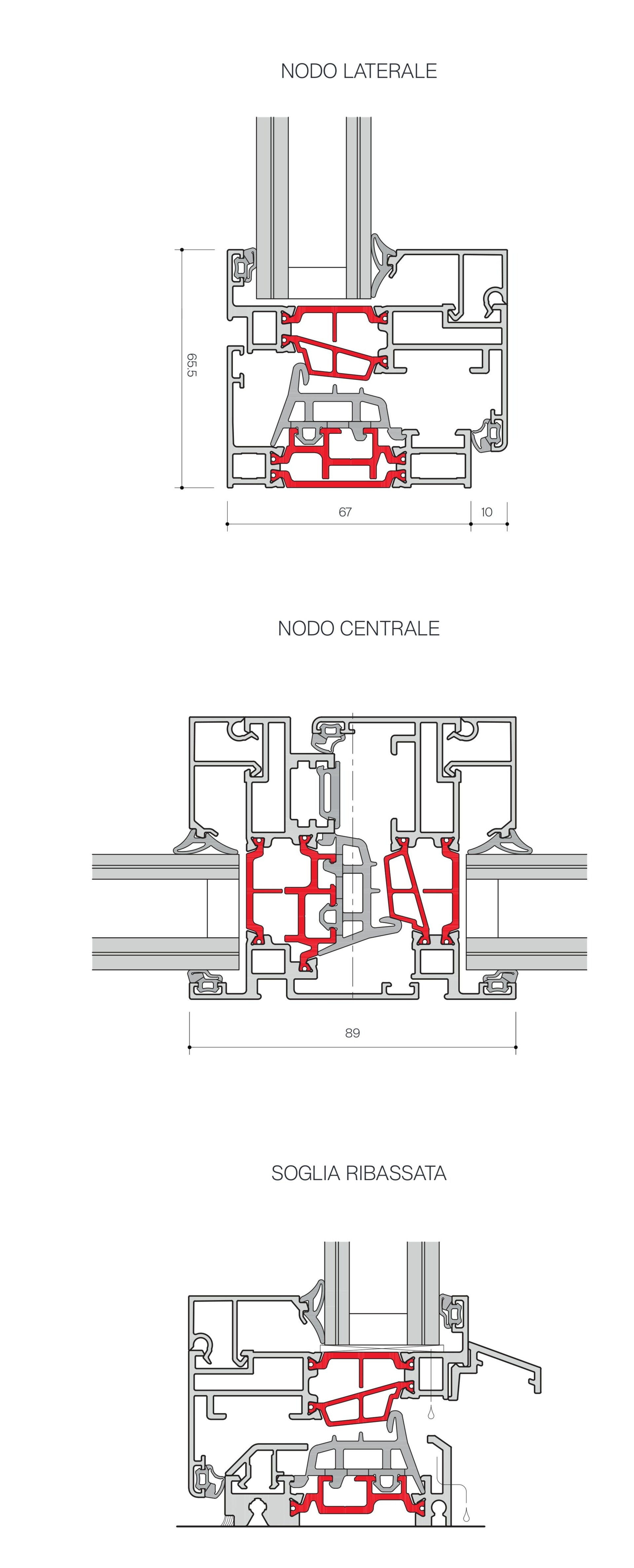 Finestra in alluminio a battente minimale C67K-M Infineo C67K-M Infineo