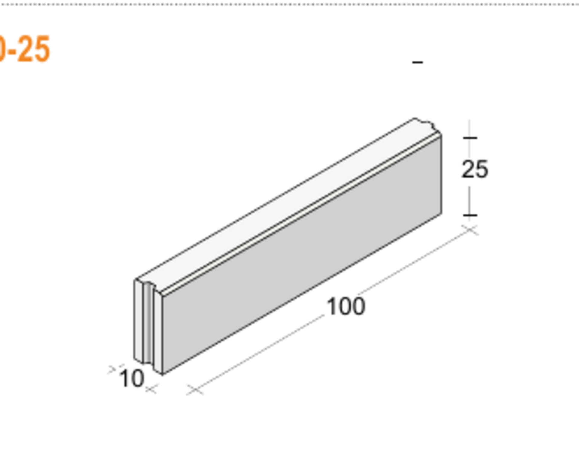 Cordolo Cd 10-25 Paviblok Cordolo 100 x 10 x 25 cm