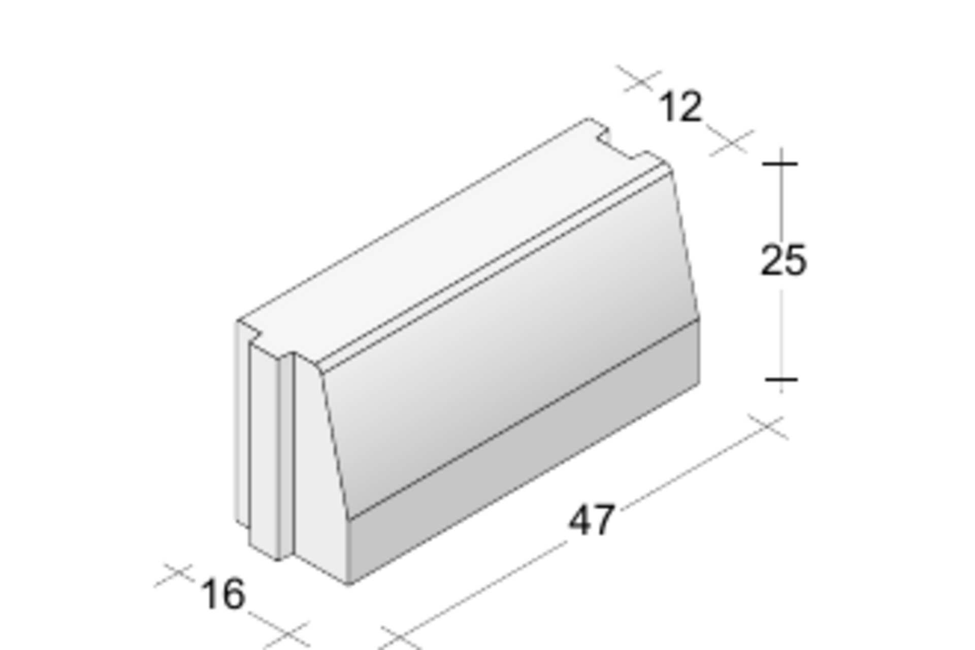 Cordolo Cd 12 Paviblok Cordolo 47 x 12/16 x 25 cm