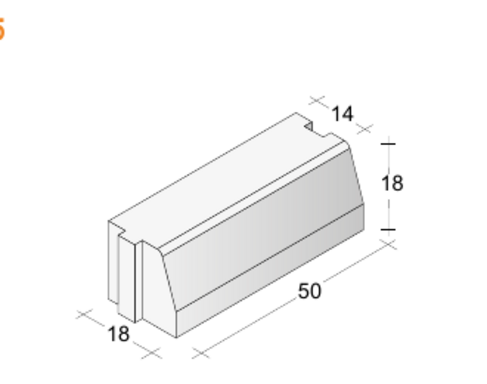 Cordolo Cd 15 Paviblok Cordolo 50 x 14/18 x 18 cm