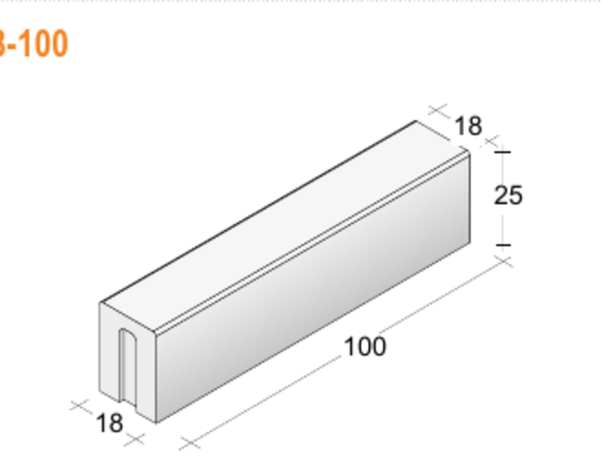 Cordolo Cd 18-100 Paviblok Cordolo 100 x 18 x 25 cm