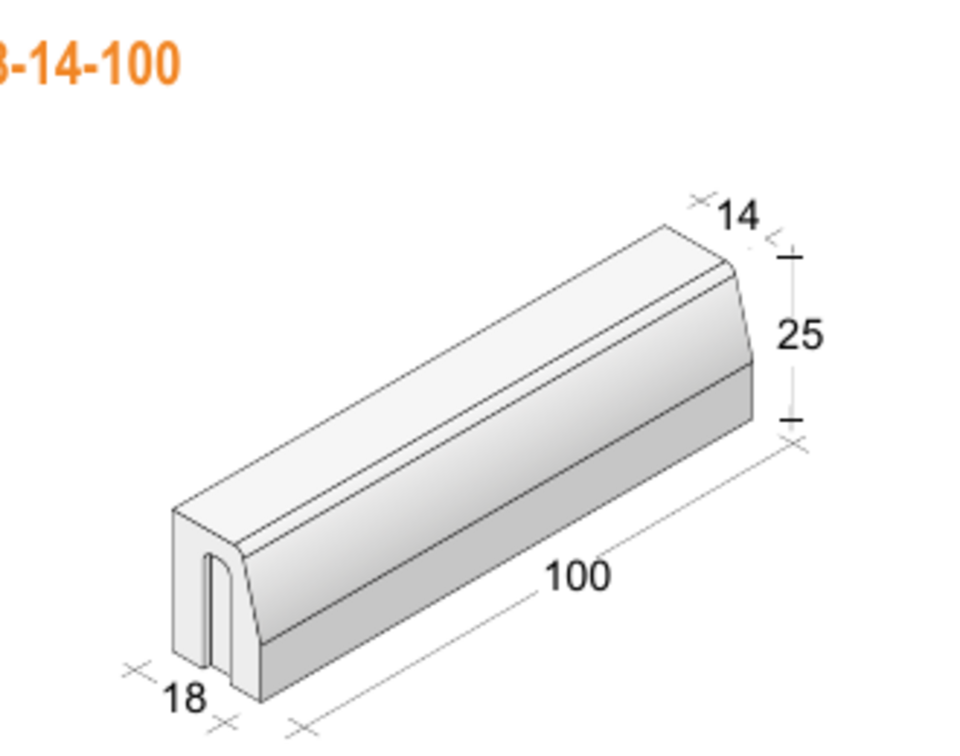 Cordolo Cd 18-14-100 Paviblok Cordolo 100 x 14/18 x 25 cm