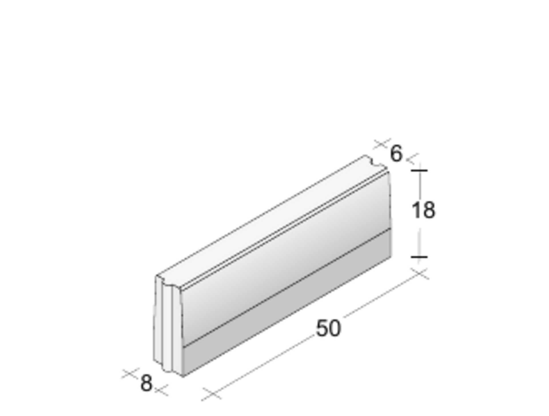 Cordolo Cd 6 Paviblok Cordolo 50 x 8/18 x 6/18 cm
