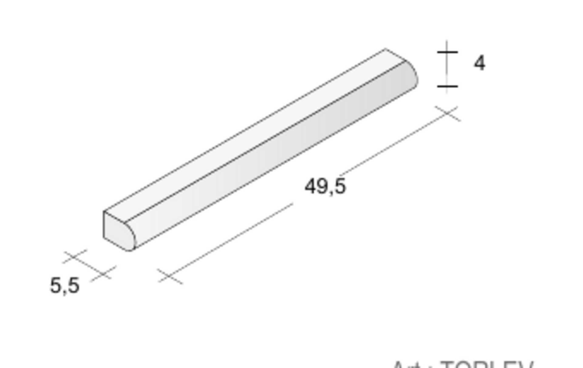 Torello Levigato Paviblok Profilo levigato per rivestimenti 49,5 cm