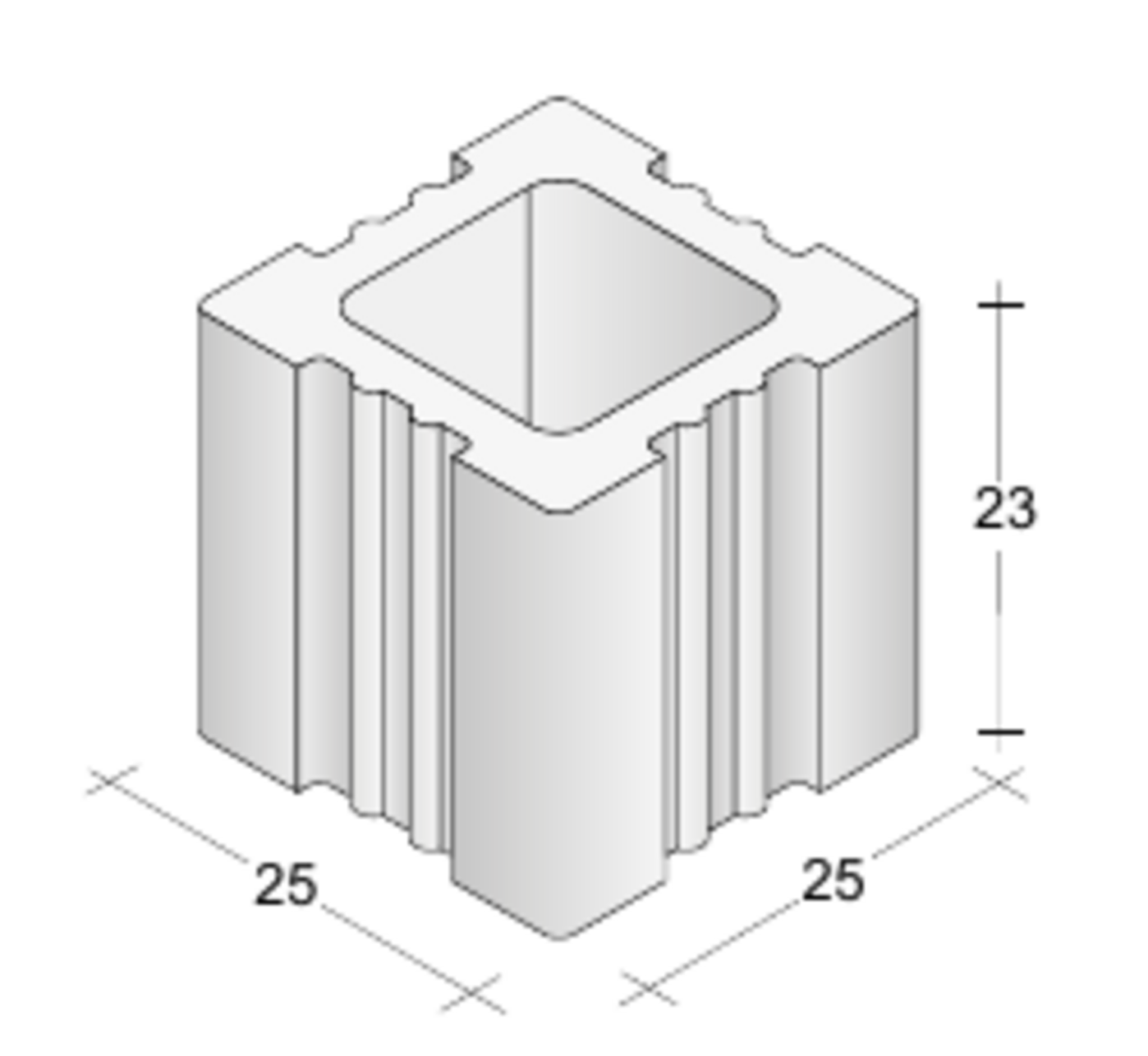 Pilastrino Calibrato Paviblok Elemento scanalato 25 × 25 × 23 cm