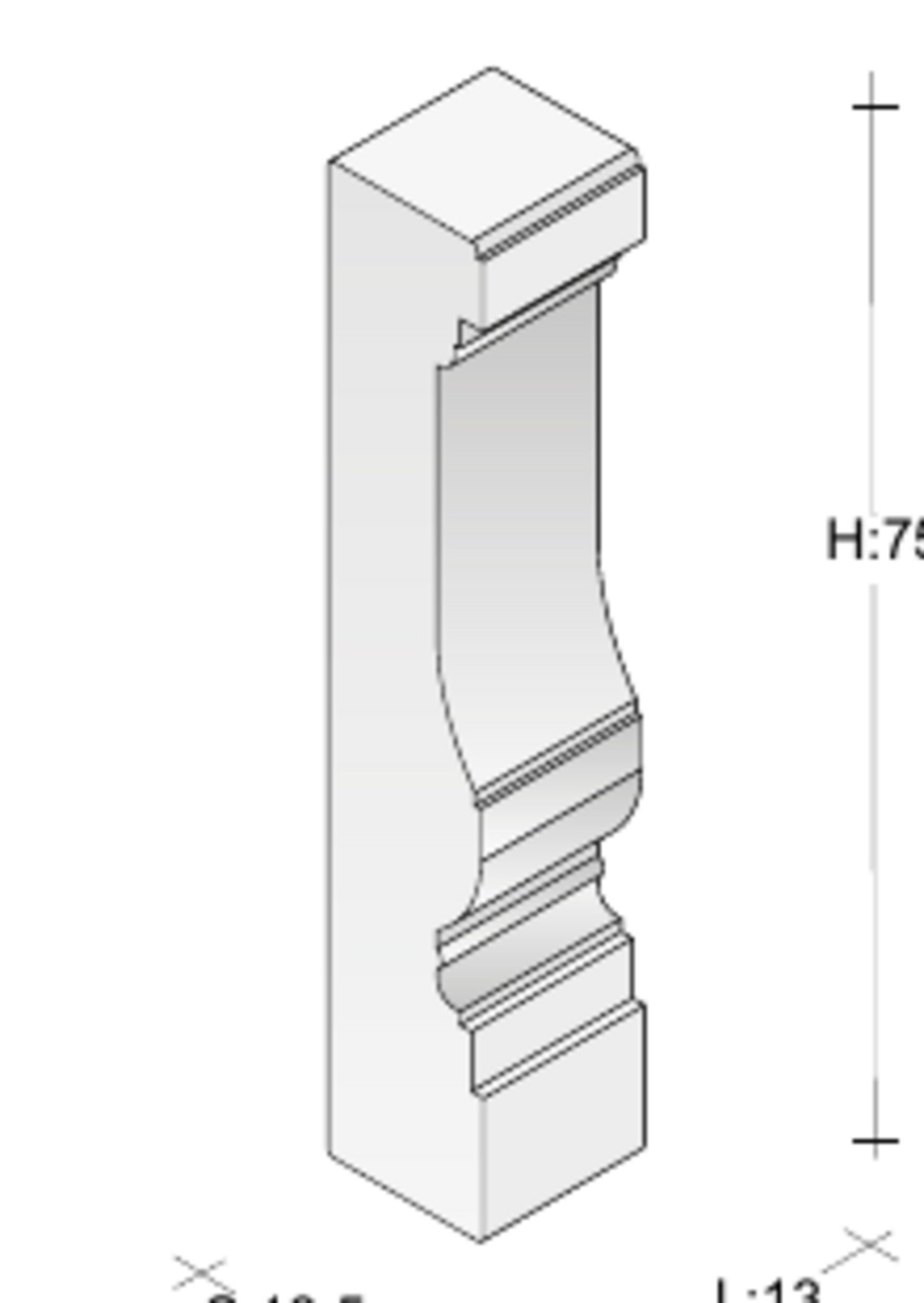 Colonnina Apulia Paviblok Elemento squadrato per balaustre H 75 cm