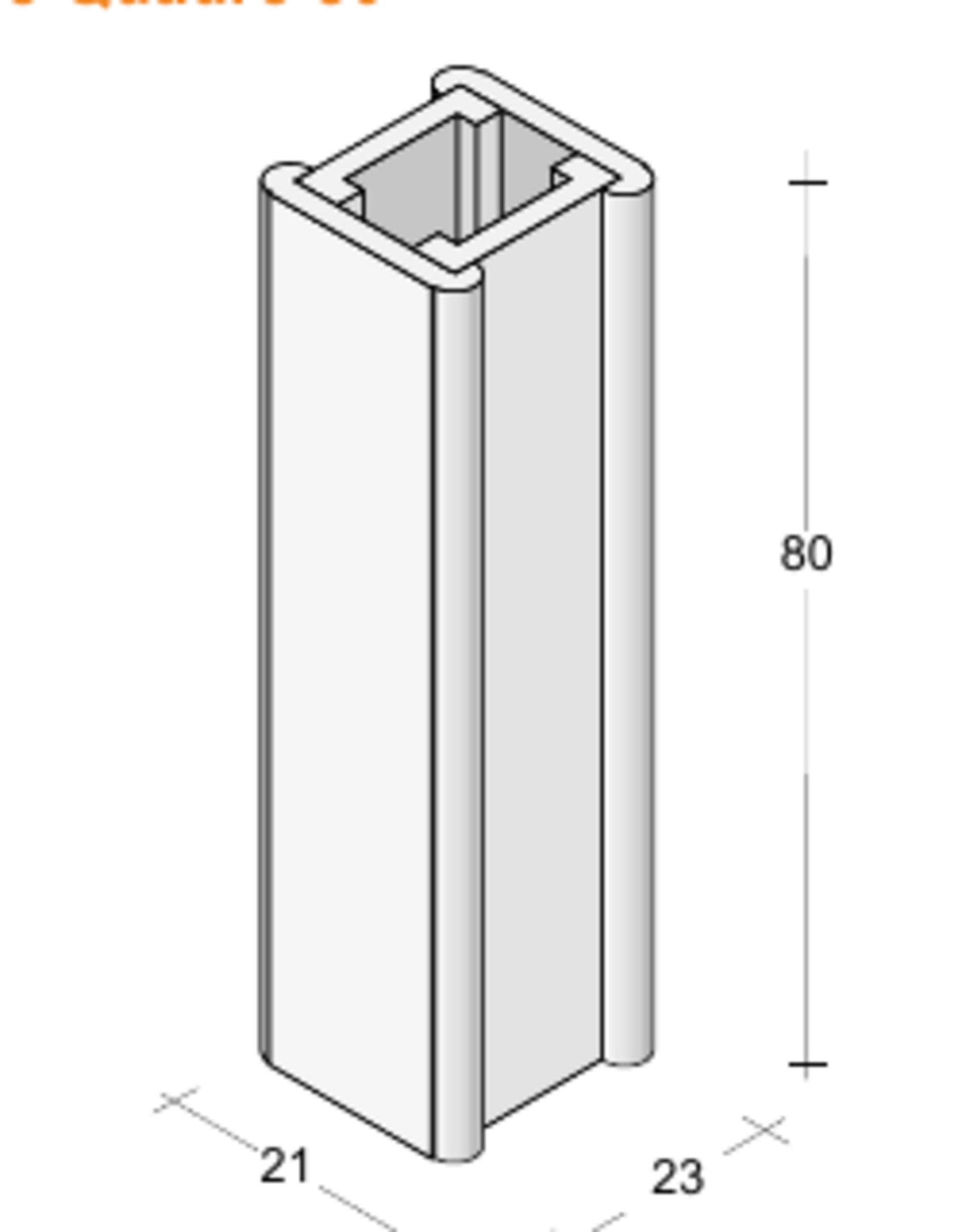 Pilastro Quadro 80 Paviblok Elemento portante per balaustre H 80 cm