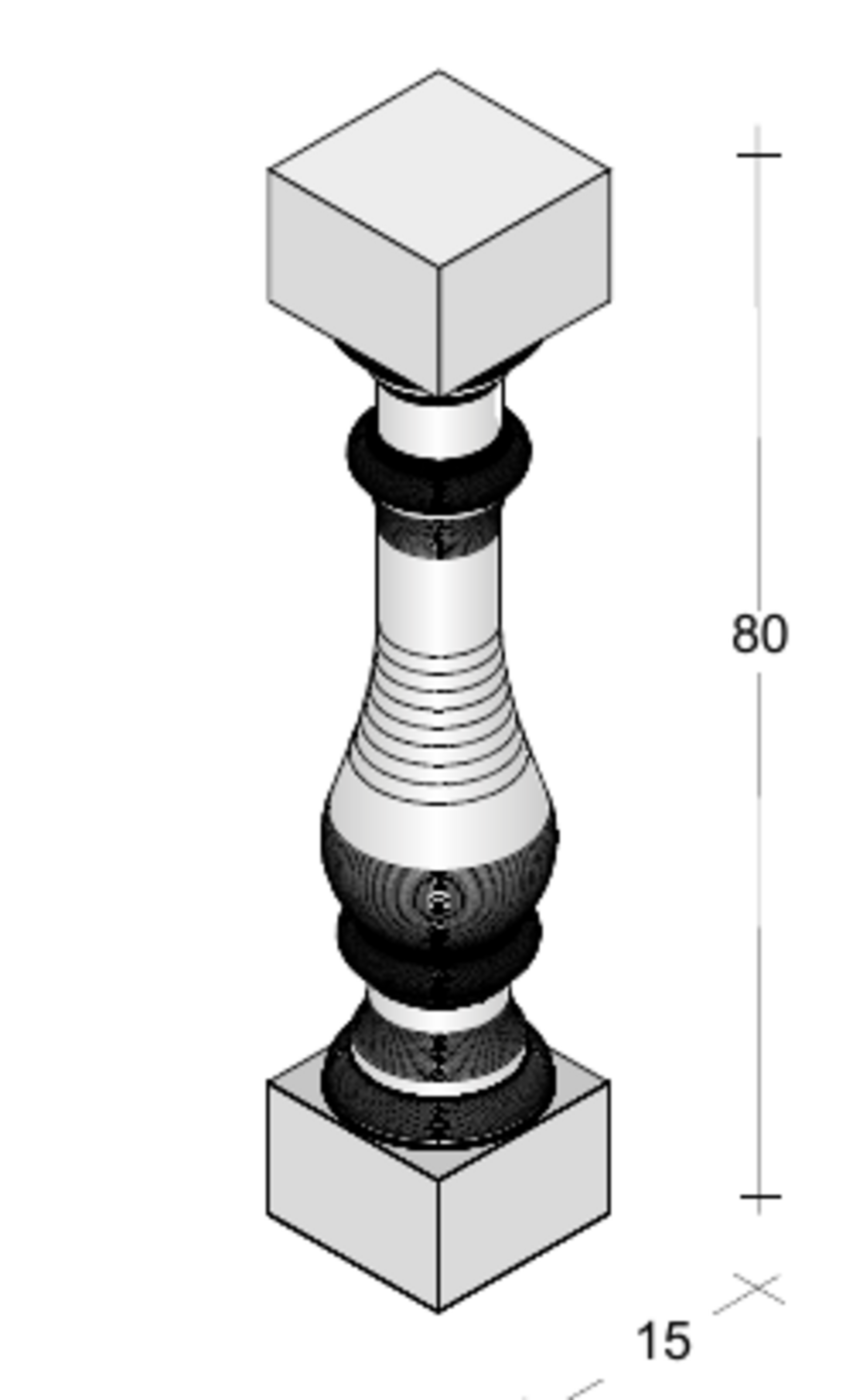 Colonnina Gallipoli Paviblok Elemento tornito per balaustre H 80 cm