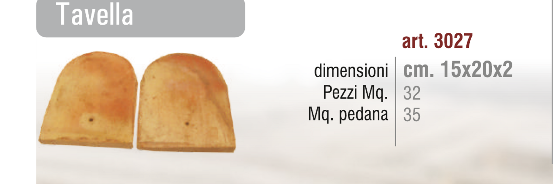 Tavella 15×20 cm – art. 3027 in Cotto Fatto a Mano