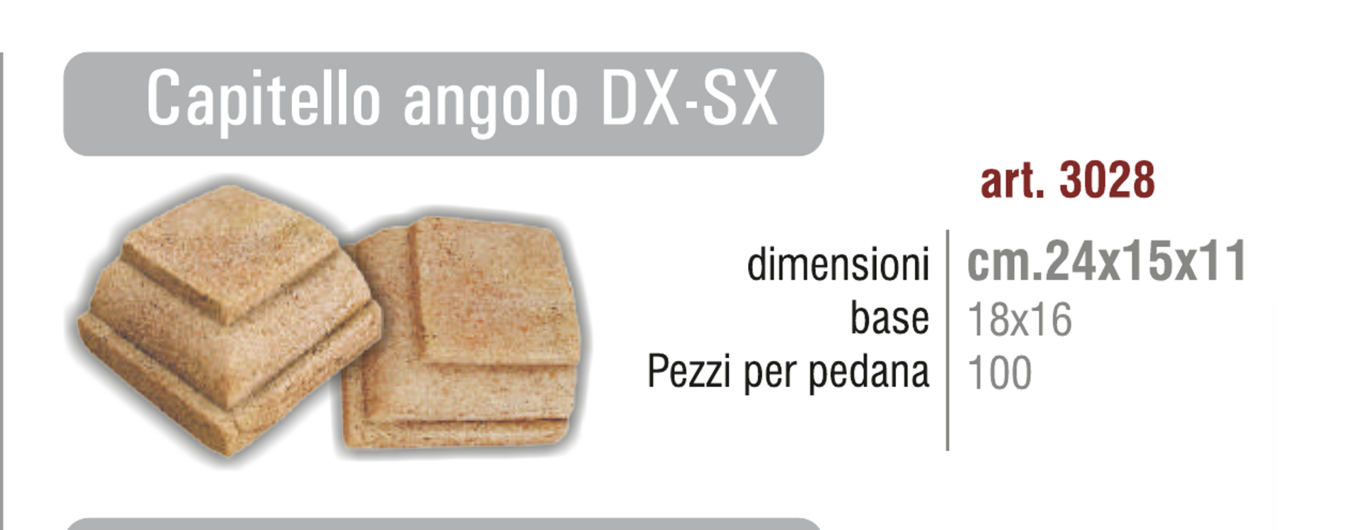 Capitello angolo DX-SX – art. 3028 in Cotto Fatto a Mano