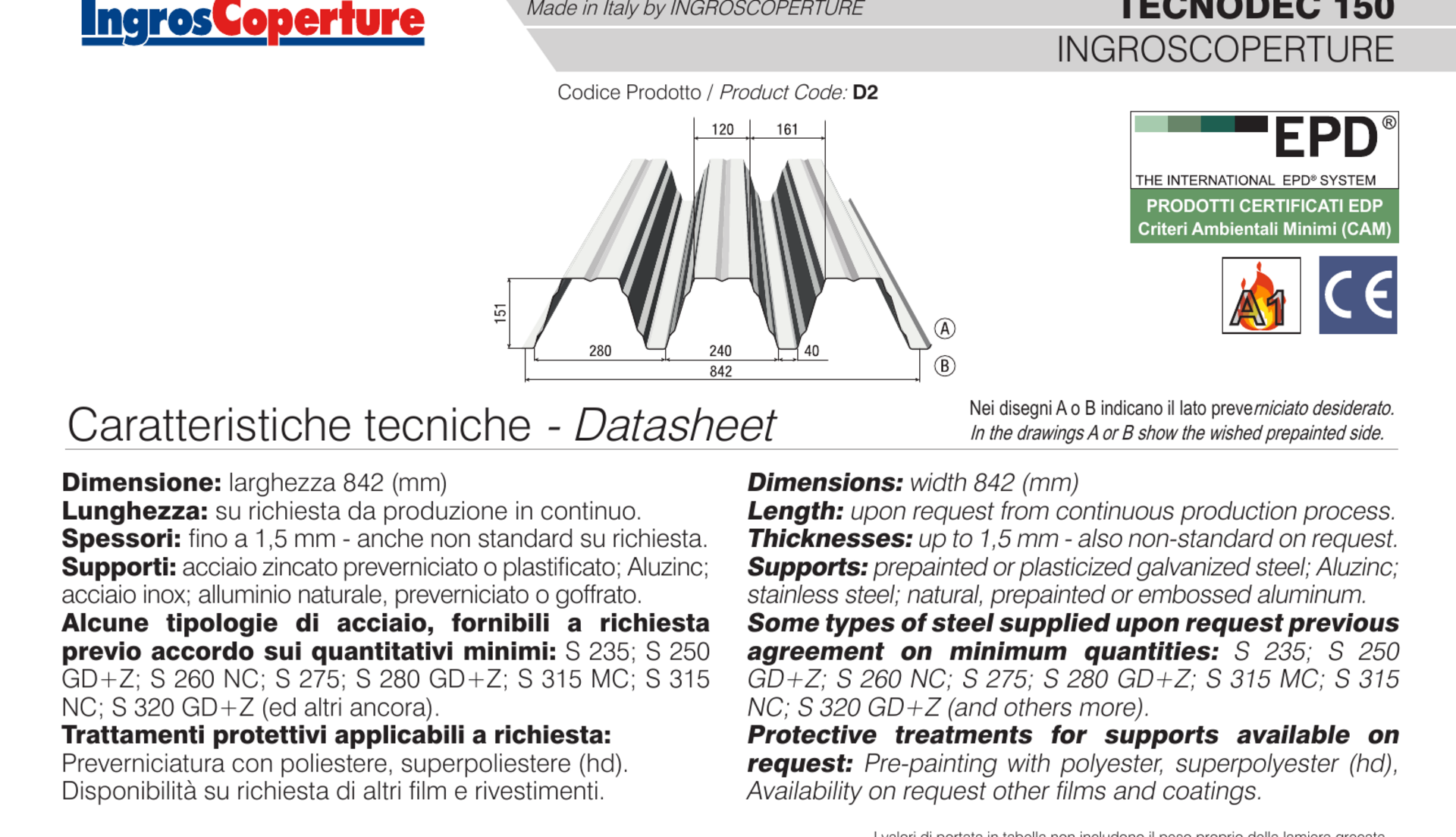 Lamiera grecata strutturale per solai Tecnodec 150 ISOMETAL TECNODEC 150