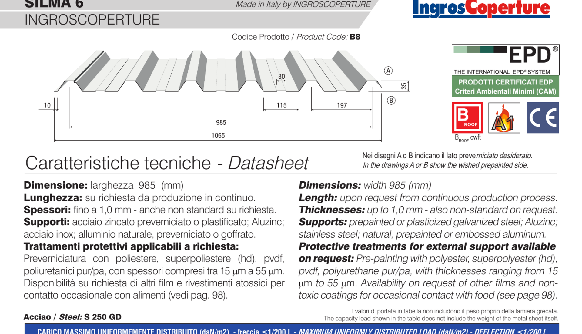 Lamiera grecata per coperture e pareti Silma 6 ISOMETAL SILMA 6