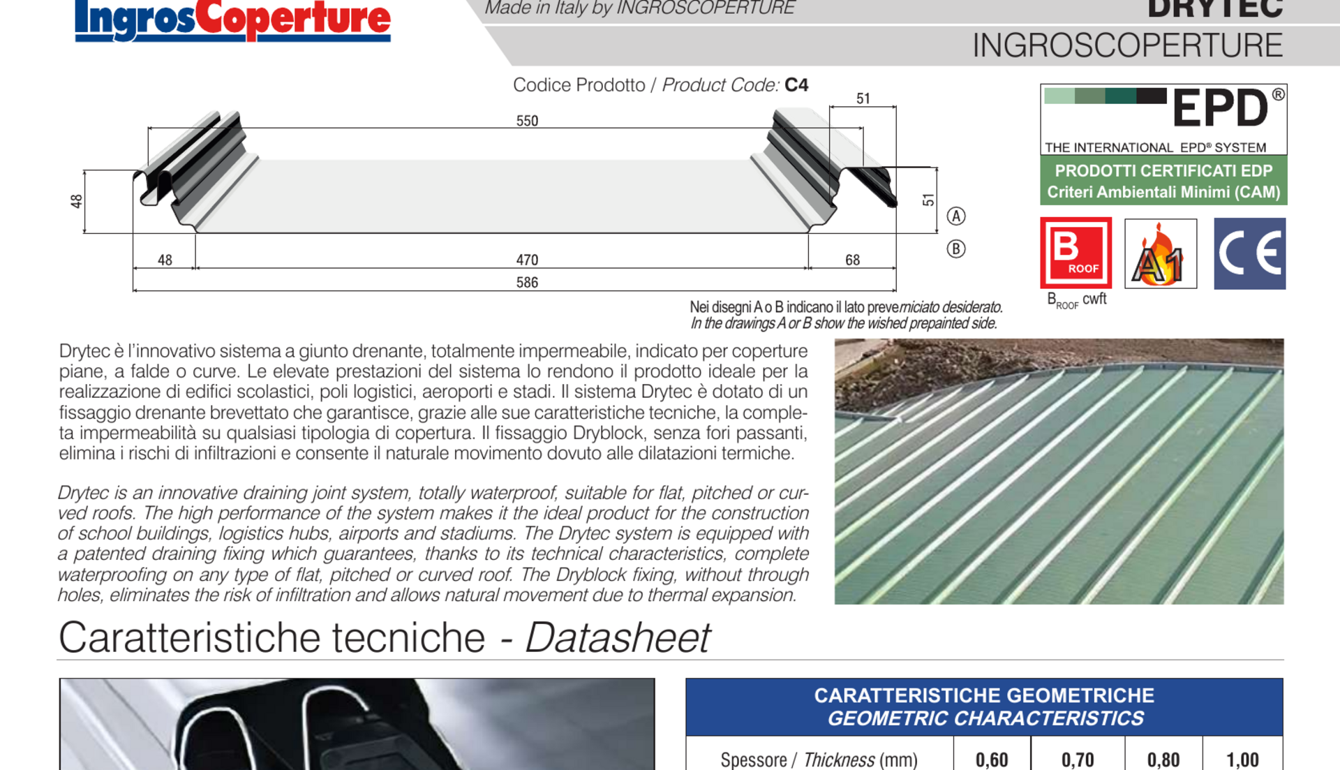 Sistema di copertura a giunto drenante ISOMETAL DRYTEC