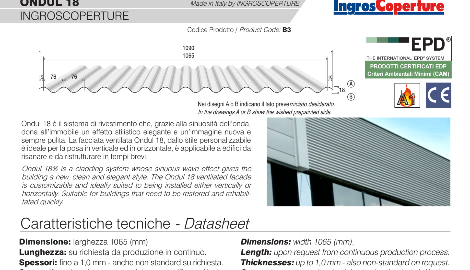 Lamiera grecata da facciata ventilata ISOMETAL ONDUL 18