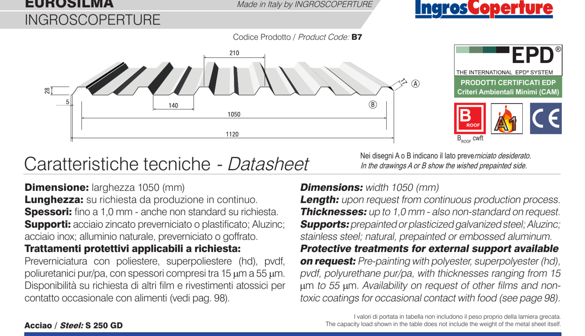 Lamiera grecata per coperture ISOMETAL EUROSILMA