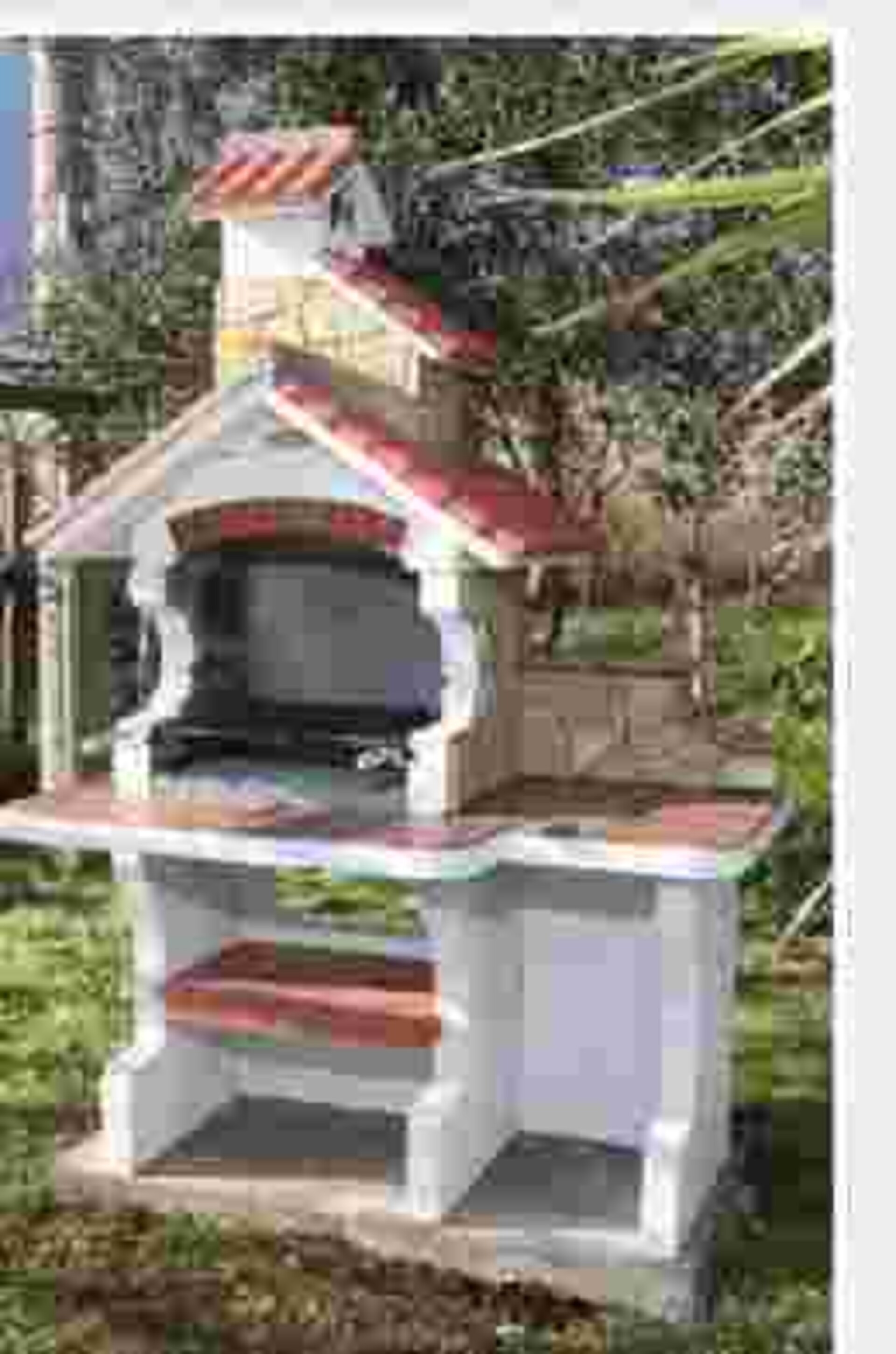 Diamante Base Lunga Calabriafire barbecue a forma di casetta con base allungata, piano di lavoro esteso