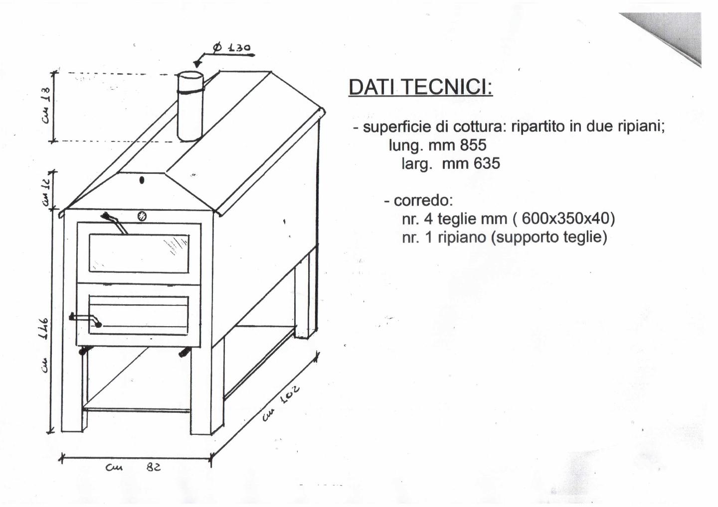 FORNO A LEGNA IN LAMIERA ADRANO MOD. CASETTA