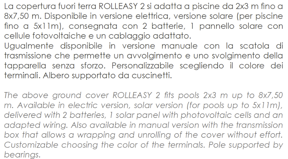 Coperture per PISCINE - Coperture Invernali, Estive, Automatiche, a Tapparelle ecc.