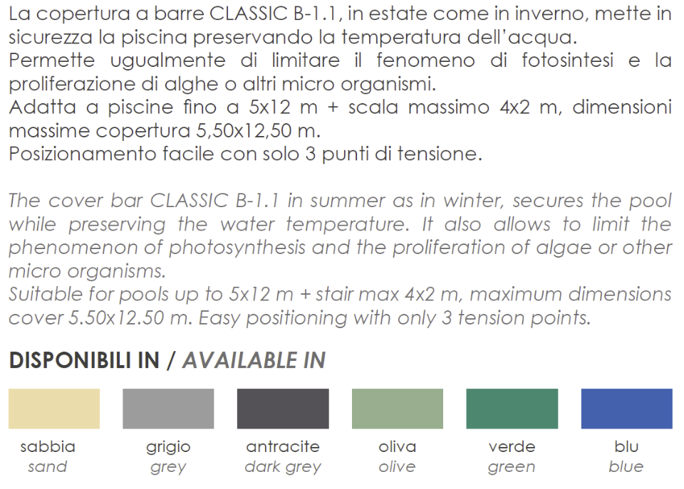 Coperture per PISCINE - Coperture Invernali, Estive, Automatiche, a Tapparelle ecc.