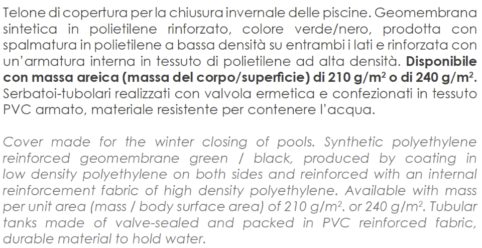 Coperture per PISCINE - Coperture Invernali, Estive, Automatiche, a Tapparelle ecc.