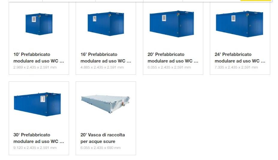 Prefabbricato modulare ad uso sanitario e prefabbricato modulare ad uso WC per cantieri ed eventi