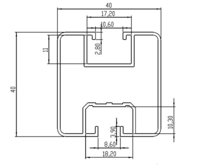 Profilo alluminio standard 40x40 Fime