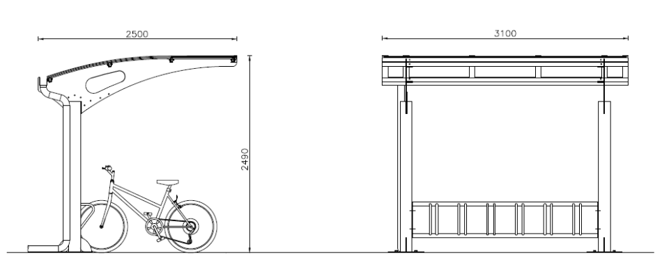 Pensilina Larus bike completa di portabici – modulo base