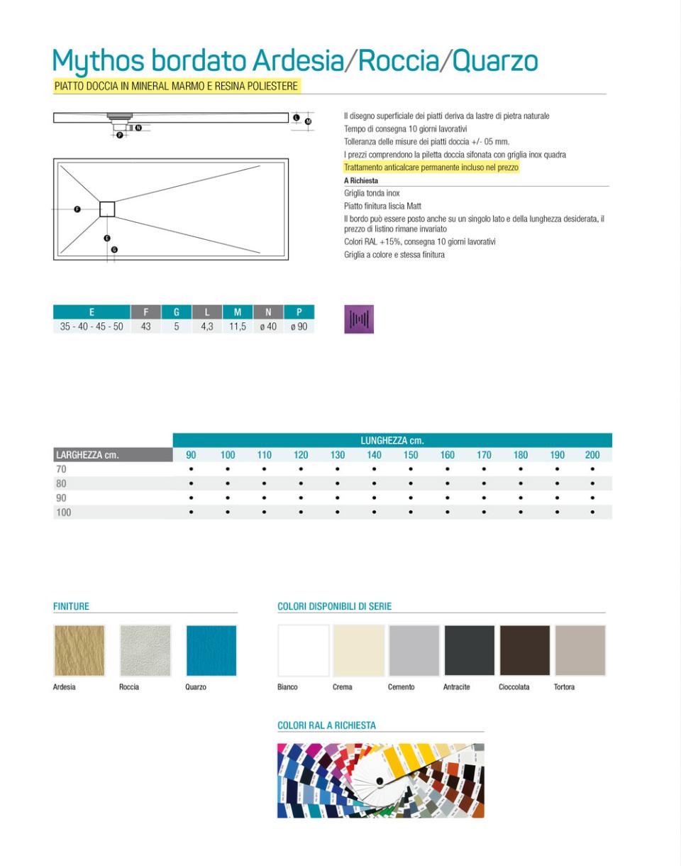 PIATTO DOCCIA Mythos Bordato-Ardesia-Roccia-Quarzo Thermodesign