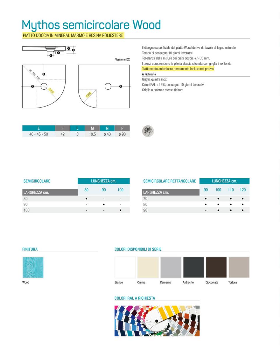 PIATTO DOCCIA Mythos semicircolare Thermodesign WOOD