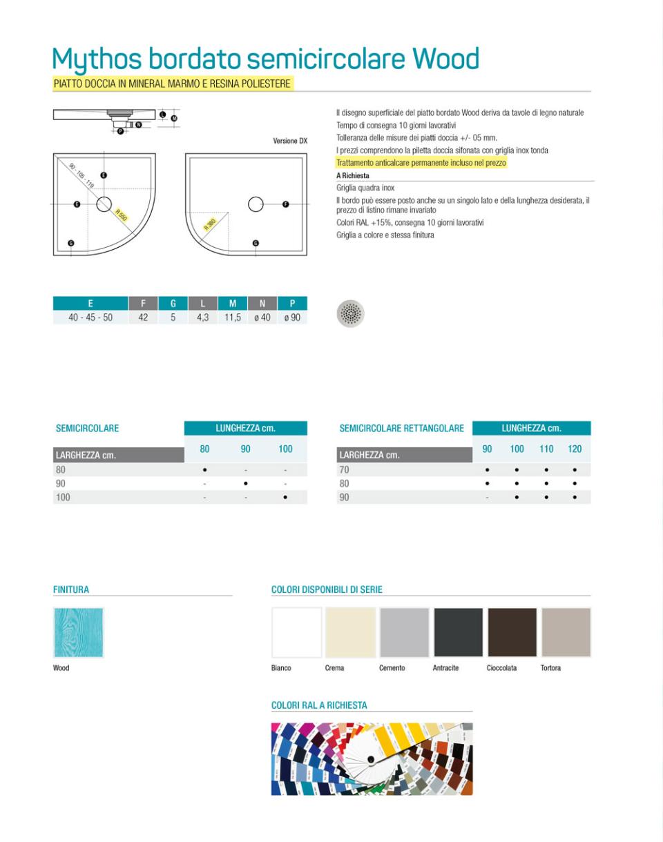 PIATTO DOCCIA Mythos semicircolare Thermodesign WOOD