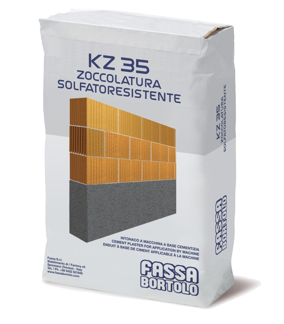 INTONACO DI FONDO CON IDROREPELLENTE FASSA BORTOLO KZ 35 ZOCCOLATURA SOLFATORESISTENTE