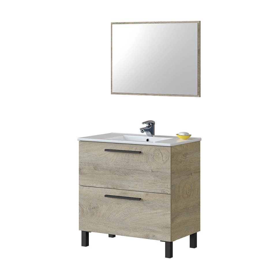 MOBILE BAGNO ATHENA COMPLETO LEANZA CERAMICHE L.80CM 2C ROV. ALA.