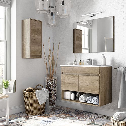 MOBILE BAGNO SOSPESO COMPLETO LEANZA CERAMICHE COTTON NORDIK 80