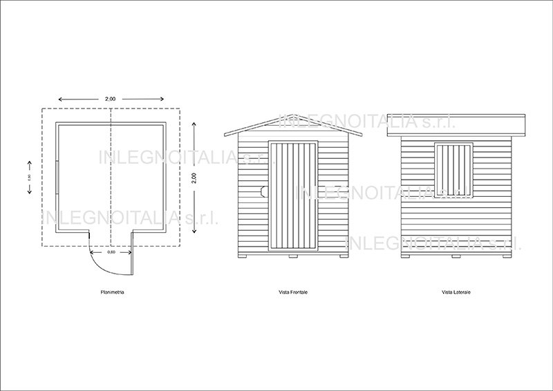 CASETTA PORTA ATTREZZI IN LEGNO MOD. MT. 2,00 X 2,00