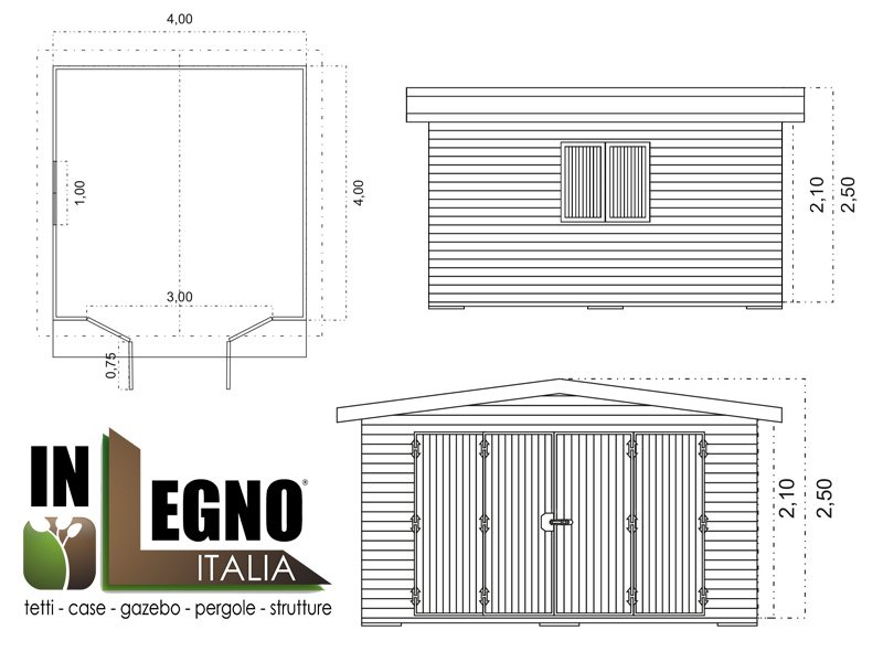 CASETTA PORTA ATTREZZI IN LEGNO MOD. BOX AUTO