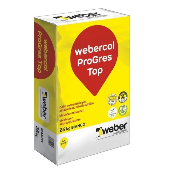 ADESIVO CEMENTIZIO BIANCO DA 25 KG WEBER - SAINT GOBAIN - WEBERCOL PROGRES TOP S1