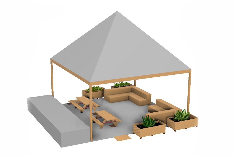 ARREDO GAZEBO IN WPC SIGNOR VERDE MOD. SU MISURA