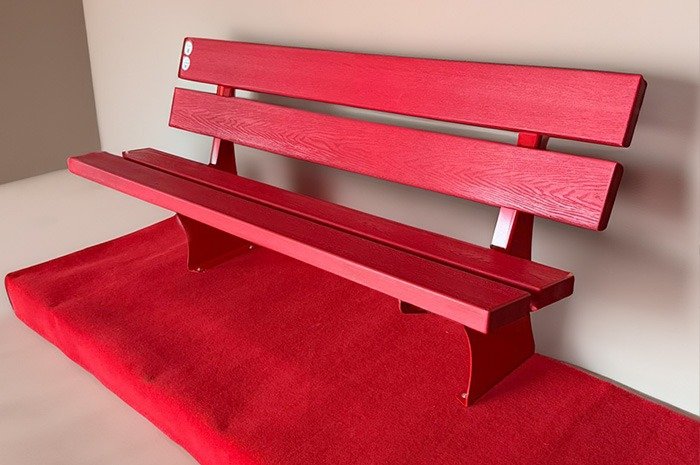 PANCHINA PER ARREDO URBANO IN WPC SIGNOR VERDE MOD. KEYLA ROSSA
